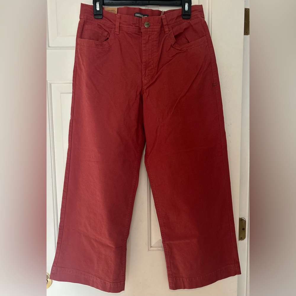 Toad&Co Brick Red Cotton Wide-Leg Pants. 12. NWT.
